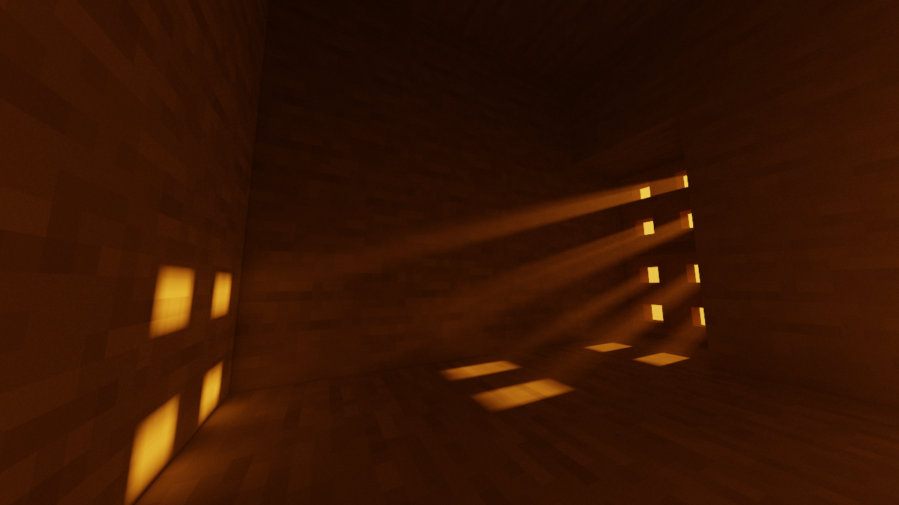 MC 中透过活板门的丁达尔效应(队友工作)